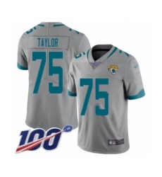 Men's Jacksonville Jaguars #75 Jawaan Taylor Silver Inverted Legend Limited 100th Season Football Jersey