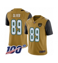 Men's Jacksonville Jaguars #89 Josh Oliver Limited Gold Rush Vapor Untouchable 100th Season Football Jersey