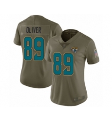 Women's Jacksonville Jaguars #89 Josh Oliver Limited Olive 2017 Salute to Service Football Jersey