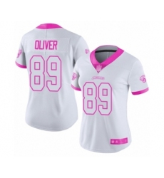 Women's Jacksonville Jaguars #89 Josh Oliver Limited White Pink Rush Fashion Football Jersey