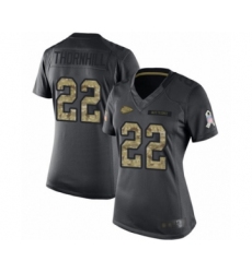 Women's Kansas City Chiefs #22 Juan Thornhill Limited Black 2016 Salute to Service Football Jersey