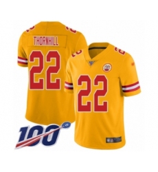 Youth Kansas City Chiefs #22 Juan Thornhill Limited Gold Inverted Legend 100th Season Football Jersey