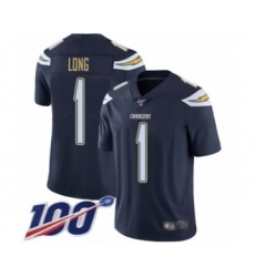 Men's Los Angeles Chargers #1 Ty Long Navy Blue Team Color Vapor Untouchable Limited Player 100th Season Football Jersey