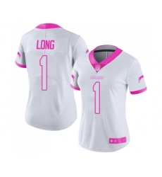 Women's Los Angeles Chargers #1 Ty Long Limited White Pink Rush Fashion Football Jersey