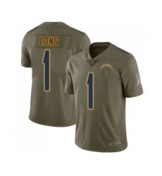 Youth Los Angeles Chargers #1 Ty Long Limited Olive 2017 Salute to Service Football Jersey