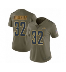 Women's Los Angeles Chargers #32 Nasir Adderley Limited Olive 2017 Salute to Service Football Jersey