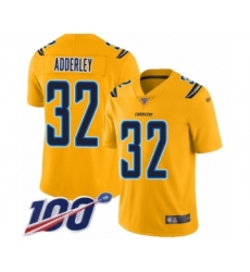 Youth Los Angeles Chargers #32 Nasir Adderley Limited Gold Inverted Legend 100th Season Football Jersey
