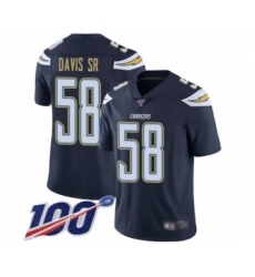 Men's Los Angeles Chargers #58 Thomas Davis Sr Navy Blue Team Color Vapor Untouchable Limited Player 100th Season Football Jersey