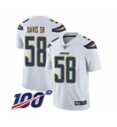 Men's Los Angeles Chargers #58 Thomas Davis Sr White Vapor Untouchable Limited Player 100th Season Football Jersey