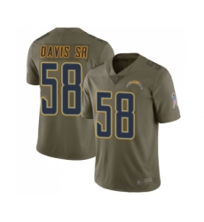 Youth Los Angeles Chargers #58 Thomas Davis Sr Limited Olive 2017 Salute to Service Football Jersey