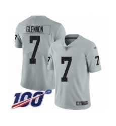 Youth Oakland Raiders #7 Mike Glennon Limited Silver Inverted Legend 100th Season Football Jersey