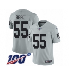 Men's Oakland Raiders #55 Vontaze Burfict Limited Silver Inverted Legend 100th Season Football Jersey