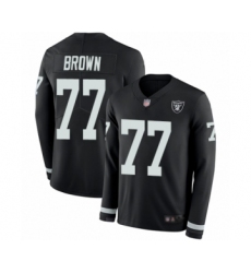 Men's Oakland Raiders #77 Trent Brown Limited Black Therma Long Sleeve Football Jersey