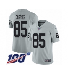 Men's Oakland Raiders #87 Foster Moreau Limited Silver Inverted Legend 100th Season Football Jersey