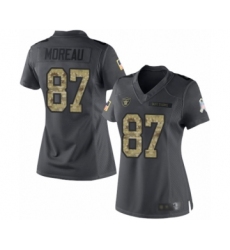 Women's Oakland Raiders #87 Foster Moreau Limited Black 2016 Salute to Service Football Jersey