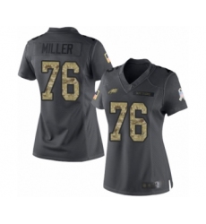 Women's Philadelphia Eagles #76 Shareef Miller Limited Black 2016 Salute to Service Football Jersey
