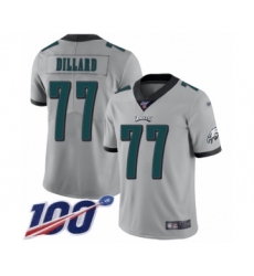 Men's Philadelphia Eagles #77 Andre Dillard Limited Silver Inverted Legend 100th Season Football Jersey