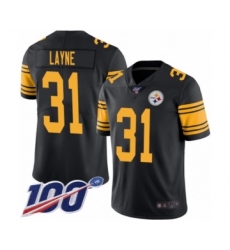 Men's Pittsburgh Steelers #31 Justin Layne Limited Black Rush Vapor Untouchable 100th Season Football Jersey