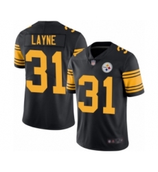 Men's Pittsburgh Steelers #31 Justin Layne Limited Black Rush Vapor Untouchable Football Jersey