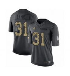 Youth Pittsburgh Steelers #31 Justin Layne Limited Black 2016 Salute to Service Football Jersey