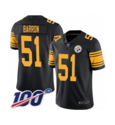Men's Pittsburgh Steelers #51 Mark Barron Limited Black Rush Vapor Untouchable 100th Season Football Jersey