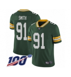 Men's Green Bay Packers #91 Preston Smith Green Team Color Vapor Untouchable Limited Player 100th Season Football Jersey