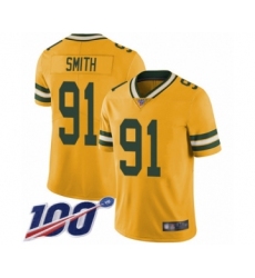 Youth Green Bay Packers #91 Preston Smith Limited Gold Rush Vapor Untouchable 100th Season Football Jersey