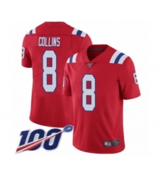 Men's New England Patriots #8 Jamie Collins Red Alternate Vapor Untouchable Limited Player 100th Season Football Jersey