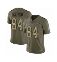 Youth New England Patriots #84 Benjamin Watson Limited Olive Camo 2017 Salute to Service Football Jersey