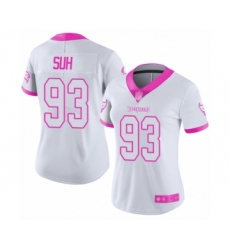 Women's Tampa Bay Buccaneers #93 Ndamukong Suh Limited White Pink Rush Fashion Football Jersey