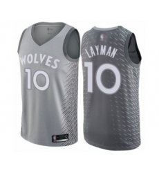 Youth Minnesota Timberwolves #10 Jake Layman Swingman Gray Basketball Jersey - City Edition