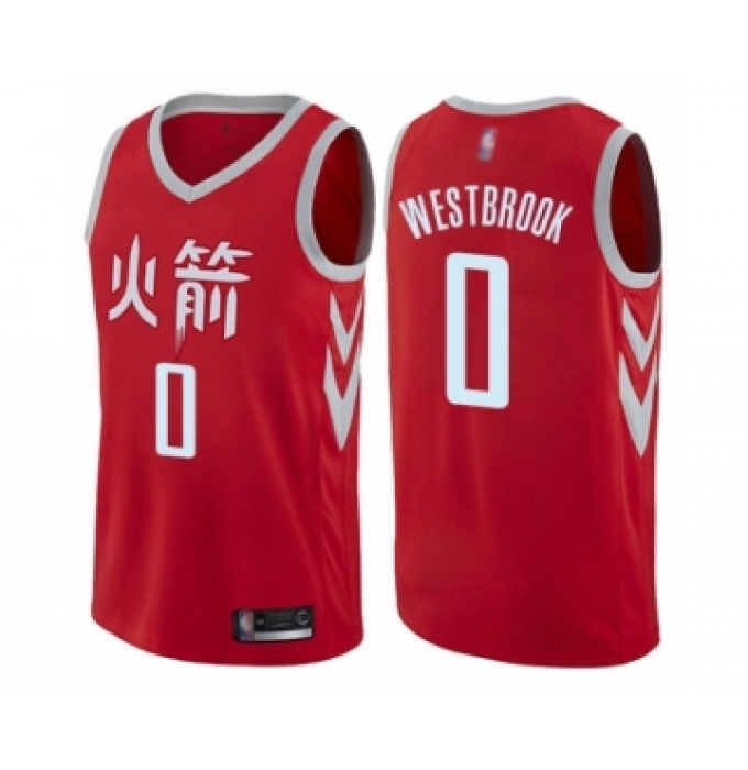 Men's Houston Rockets #0 Russell Westbrook Authentic Red Basketball Jersey - City Edition