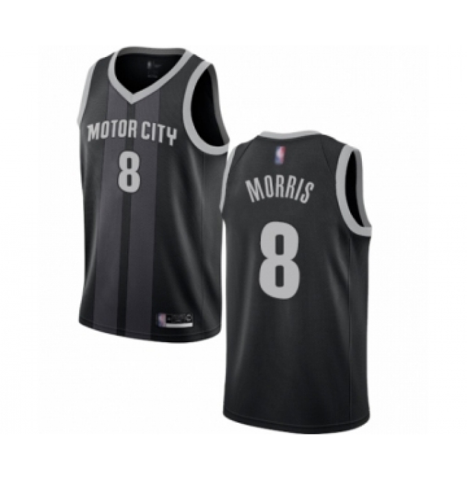Men's Detroit Pistons #8 Markieff Morris Authentic Black Basketball Jersey - City Edition