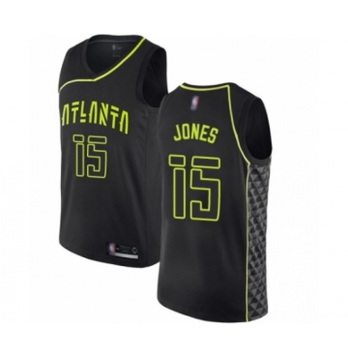 Men's Atlanta Hawks #15 Damian Jones Authentic Black Basketball Jersey - City Edition