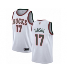 Women's Milwaukee Bucks #17 Pau Gasol Swingman White Fashion Hardwood Classics Basketball Jersey