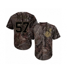 Youth Cleveland Indians #57 Shane Bieber Authentic Camo Realtree Collection Flex Base Baseball Jersey