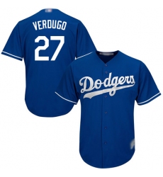 Men's Los Angeles Dodgers #27 Alex Verdugo Blue New Cool Base Stitched Baseball Jersey