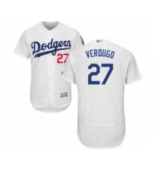 Men's Los Angeles Dodgers #27 Alex Verdugo White Home Flex Base Authentic Collection Baseball Player Jerse