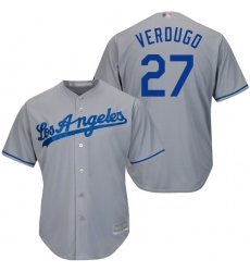 Youth Los Angeles Dodgers #27 Alex Verdugo Grey Cool Base Stitched Baseball Jersey