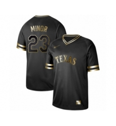 Men's Texas Rangers #23 Mike Minor Authentic Black Gold Fashion Baseball Jersey