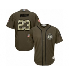 Men's Texas Rangers #23 Mike Minor Authentic Green Salute to Service Baseball Jersey