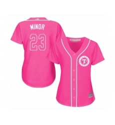 Women's Texas Rangers #23 Mike Minor Authentic Pink Fashion Cool Base Baseball Jersey