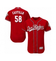 Men's Cincinnati Reds #58 Luis Castillo Red Los Rojos Flexbase Authentic Collection Baseball Jersey
