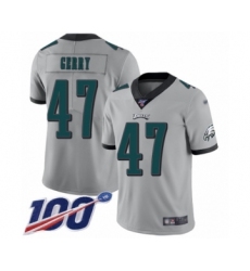 Youth Philadelphia Eagles #47 Nate Gerry Limited Silver Inverted Legend 100th Season Football Jersey