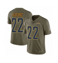 Men's Los Angeles Chargers #22 Justin Jackson Limited Olive 2017 Salute to Service Football Jersey