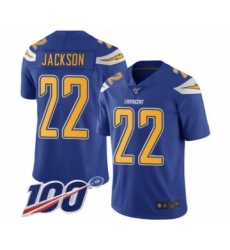 Youth Los Angeles Chargers #22 Justin Jackson Limited Electric Blue Rush Vapor Untouchable 100th Season Football Jersey