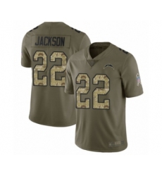Youth Los Angeles Chargers #22 Justin Jackson Limited Olive Camo 2017 Salute to Service Football Jersey
