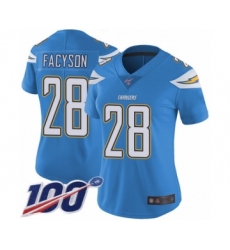 Women's Los Angeles Chargers #28 Brandon Facyson Electric Blue Alternate Vapor Untouchable Limited Player 100th Season Football Jersey