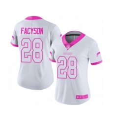 Women's Los Angeles Chargers #28 Brandon Facyson Limited White Pink Rush Fashion Football Jersey