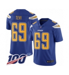 Men's Los Angeles Chargers #69 Sam Tevi Limited Electric Blue Rush Vapor Untouchable 100th Season Football Jersey